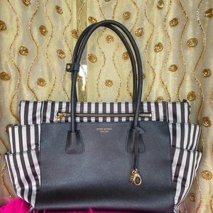 HENRI BENDEL West 57th Stripes Nylon and Saffiano Leather Large Diaper Baby Bag